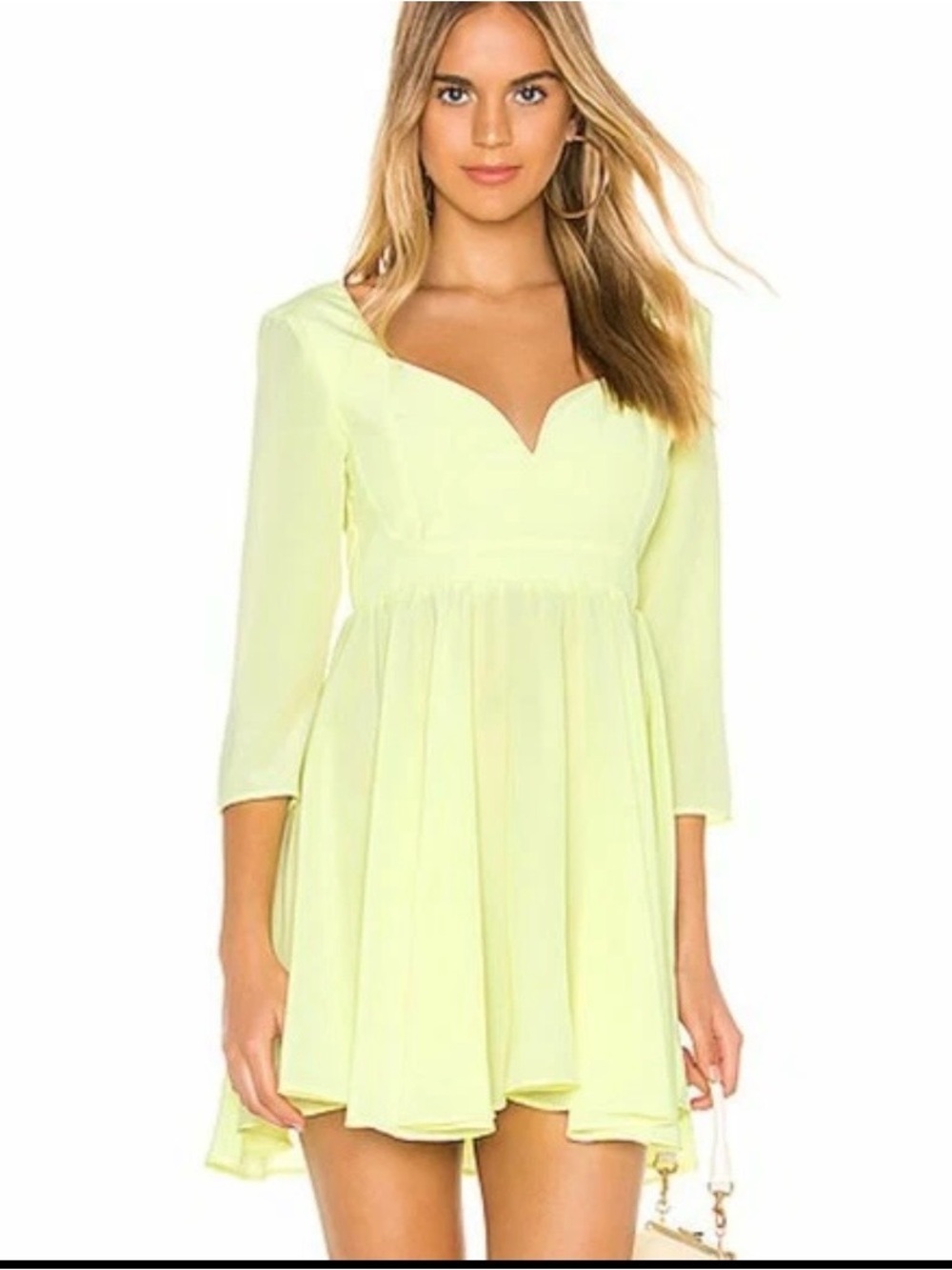 Selkie Light Yellow Long Sleeve Sweetheart Skater Dress